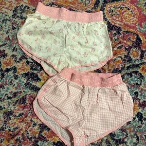 Rewash Pink and White Floral Gingham Athletic Shorts